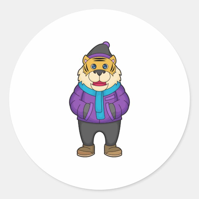 Sticker Rond Tiger Scarf Beanie (Devant)