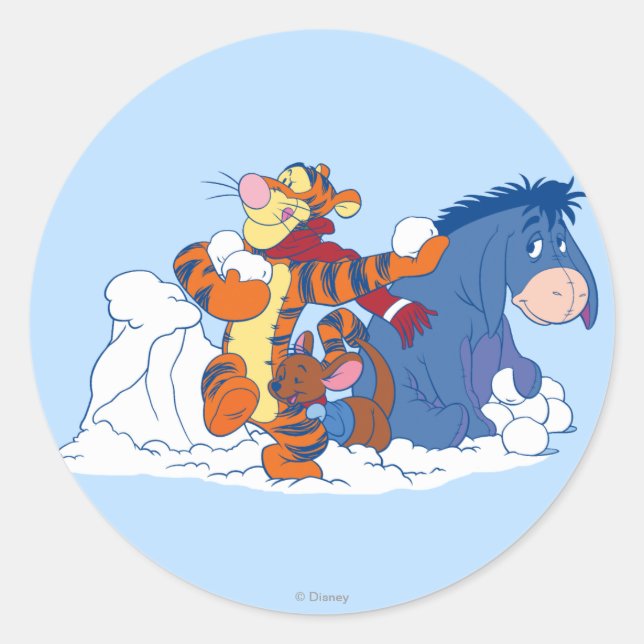 Sticker Rond Tigger, Roo et Eeyore (Devant)