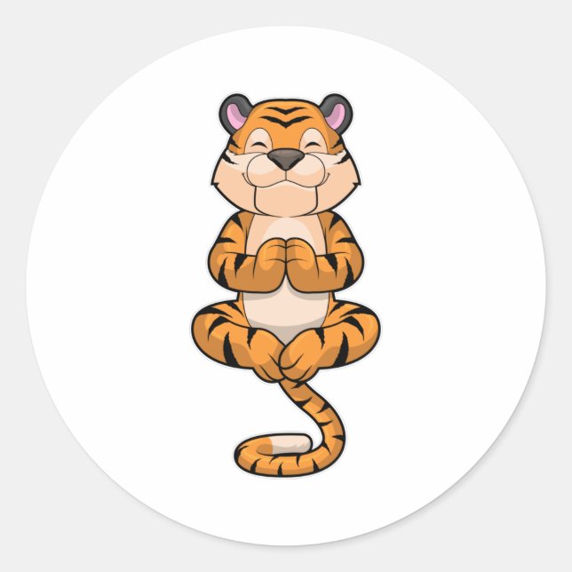 Sticker Rond Tigre au Yoga Fitness (Devant)