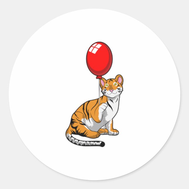 Sticker Rond Tigre avec ballon (Devant)