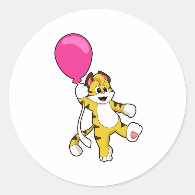 Sticker Rond Tigre avec ballon (Devant)