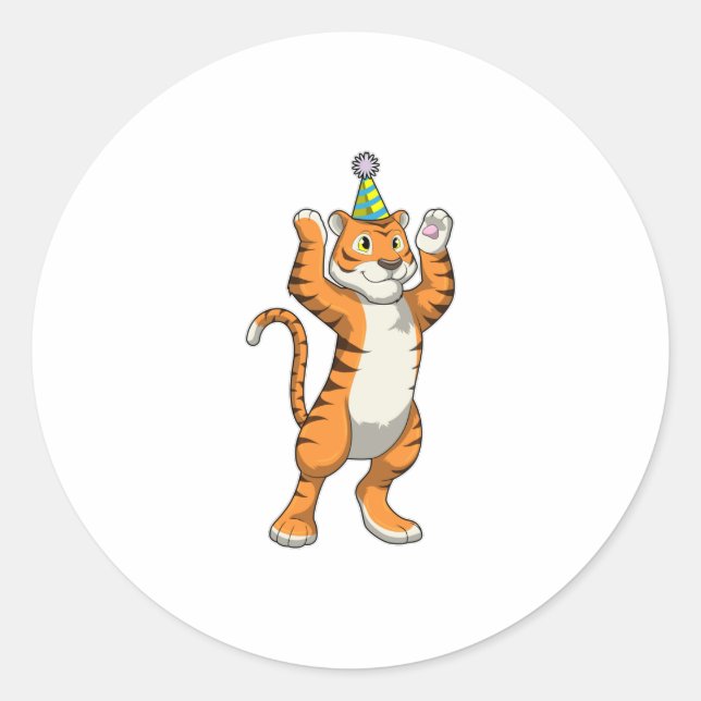 Sticker Rond Tigre avec parti casquette (Devant)