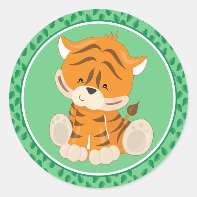Sticker Rond Tigre | Baby Safari Animaux (Devant)