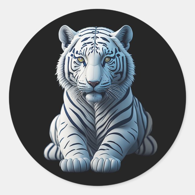 Sticker Rond Tigre blanc mignon (Devant)