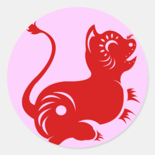STICKER ROND TIGRE CHINOIS DU ZODIAQUE PAPERCUT ILLUSTRÉ