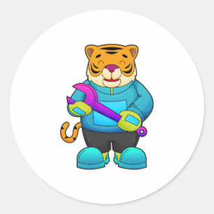 Sticker Rond Tigre comme mécanique avec clé