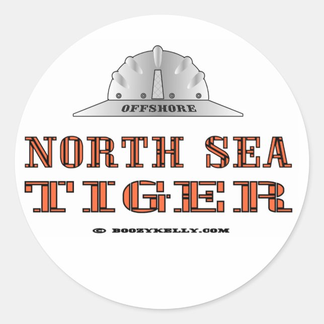 Sticker Rond Tigre de la mer du Nord, au large, Huile, GA, (Devant)