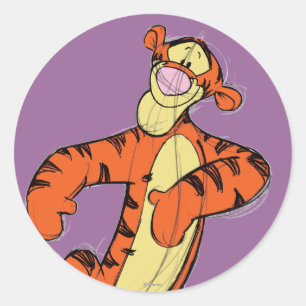 Sticker Rond Tigre d'esquisse