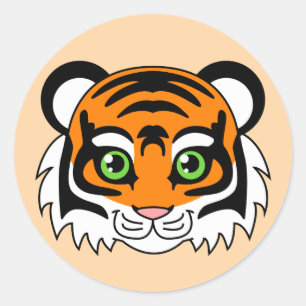 Sticker Rond Tigre doux orange