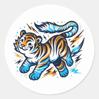 Sticker Rond Tigre électrique