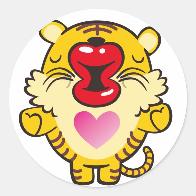 Sticker Rond tigre embrassant (Devant)
