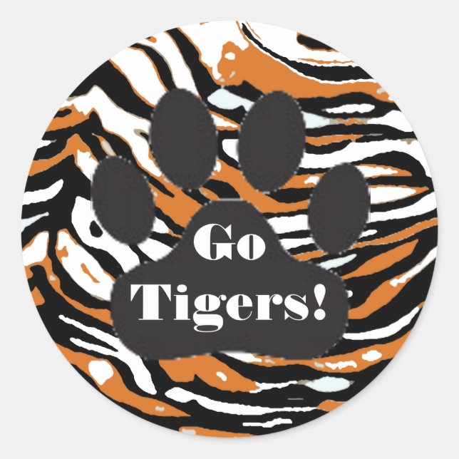 Sticker Rond Tigre Imprimer et Paw-School Spirit (Devant)