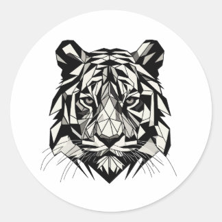 Sticker Rond Tigre mirando