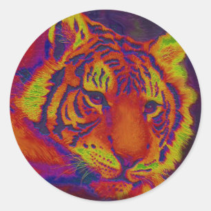 Sticker Rond tigre psychédélique