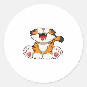 Sticker Rond Tigre rougissant