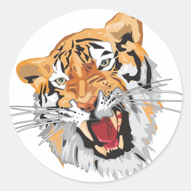 Sticker Rond Tigre torride (Devant)