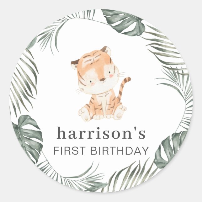 Sticker Rond Tigre vert rond (Devant)