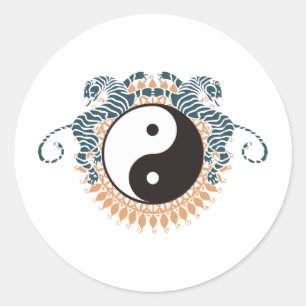 Sticker Rond Tigres et Yin Yang