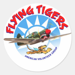 Sticker Rond Tigres volants