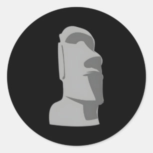 Sticker Rond Tiki Moai Ile de Pâques Hawaii Luau Grey
