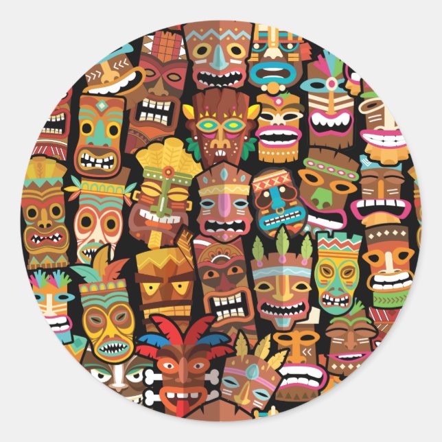 Sticker Rond TIKI Pattern 4 (Devant)