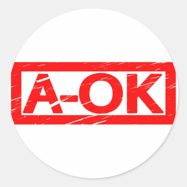 Sticker Rond Timbre A-OK (Devant)