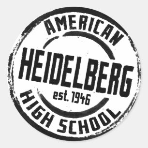 Sticker Rond Timbre américain A004 de lycée d'Heidelberg