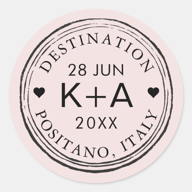 Sticker Rond Timbre d'avion couleur et texte personnalisé sur u (Devant)