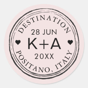 Sticker Rond Timbre d'avion couleur et texte personnalisé sur u