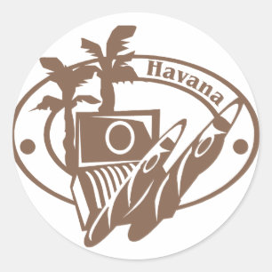 Sticker Rond Timbre de La Havane