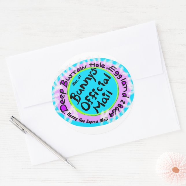 Sticker Rond Timbre de l'adresse du lapin de Pâques (Enveloppe)
