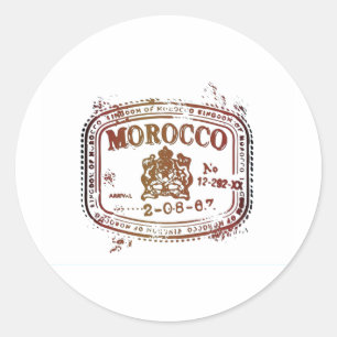 Sticker Rond Timbre du Maroc défraîchi