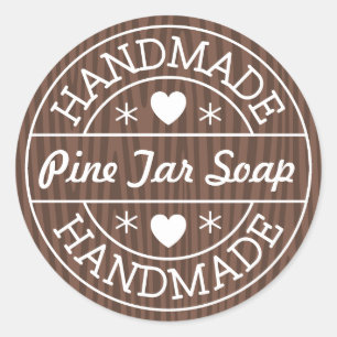 Sticker Rond Timbre fait main sur le nom de produit fait sur