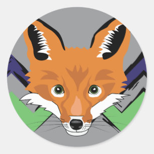 Sticker Rond Timbres de Fox