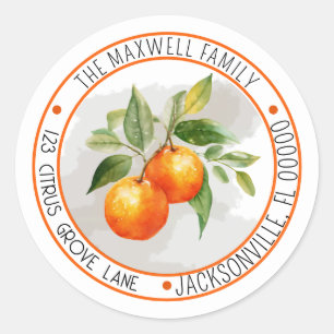 Sticker Rond Timbres de retour circulaires de fruit d'agrumes d
