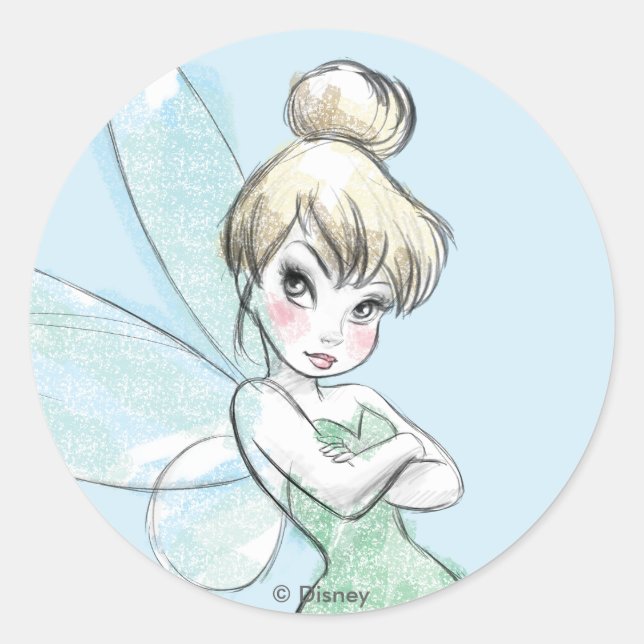 Sticker Rond Tinker Bell | Armoiries pastel croisées (Devant)