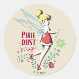 Sticker Rond Tinker Bell Magie Vintage Pixie Dust