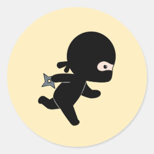 Sticker Rond Tiny Ninja coule sur Jaune