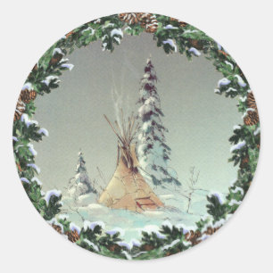 Sticker Rond TIPI LONE & WREATE par SHARON SHARPE