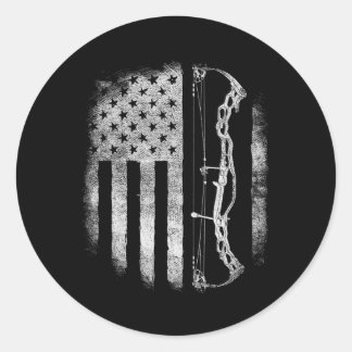 Sticker Rond Tir à l'arc Drapeau américain Hommes Vintages Arch