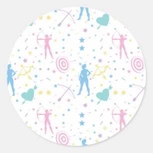 Sticker Rond Tir à l'arc féminin - Archer Bow Arrow