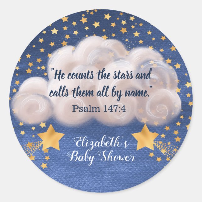 Sticker Rond Tir Star Twin Baby shower religieux (Devant)