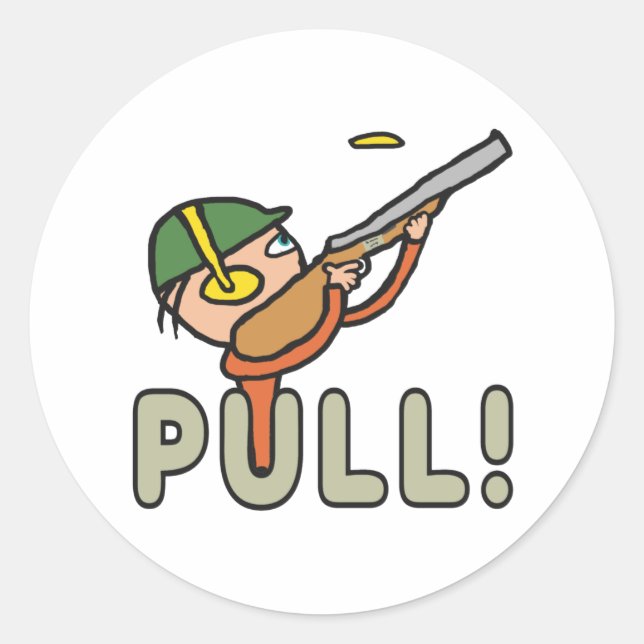 Sticker Rond Tir sur le piège de Pigeon d'argile (Devant)