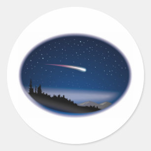 Sticker Rond Tir une étoile sur le paysage nocturne