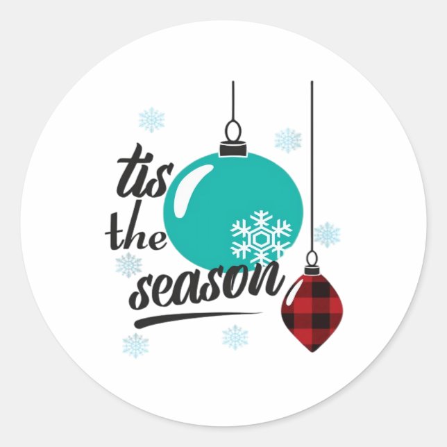 Sticker Rond Tis The Season Classic Retro Clean (Devant)