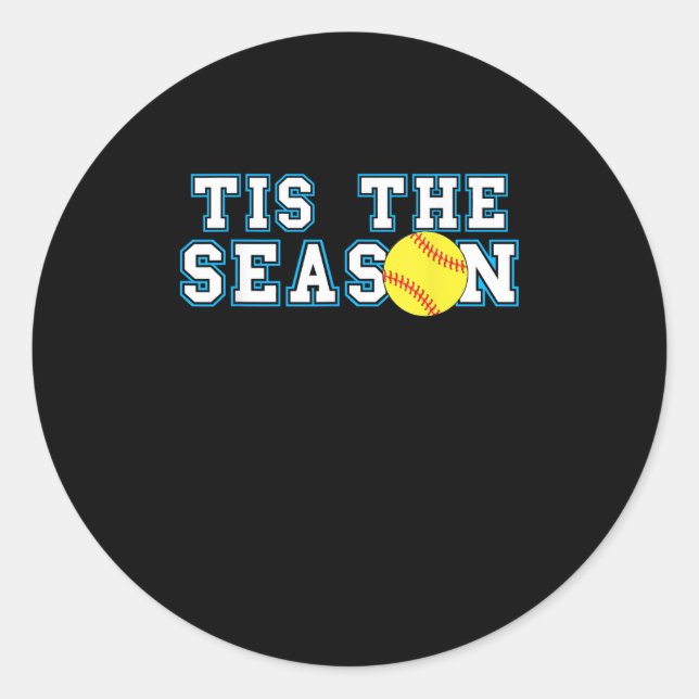 Sticker Rond Tis The Season Softball Coach Creative Casual (Devant)