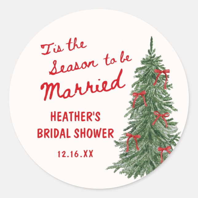 Sticker Rond Tis the Season to be Married Holiday Bridal Shower (Devant)