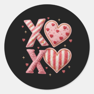 Sticker Rond Tissu à crochet à crochet à cœur Xoxo pour la Sain