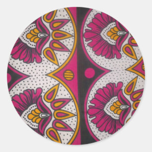 Sticker Rond Tissu africain coloré Motif Art Print