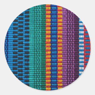 Sticker Rond Tissu guatémaltèque traditionnel